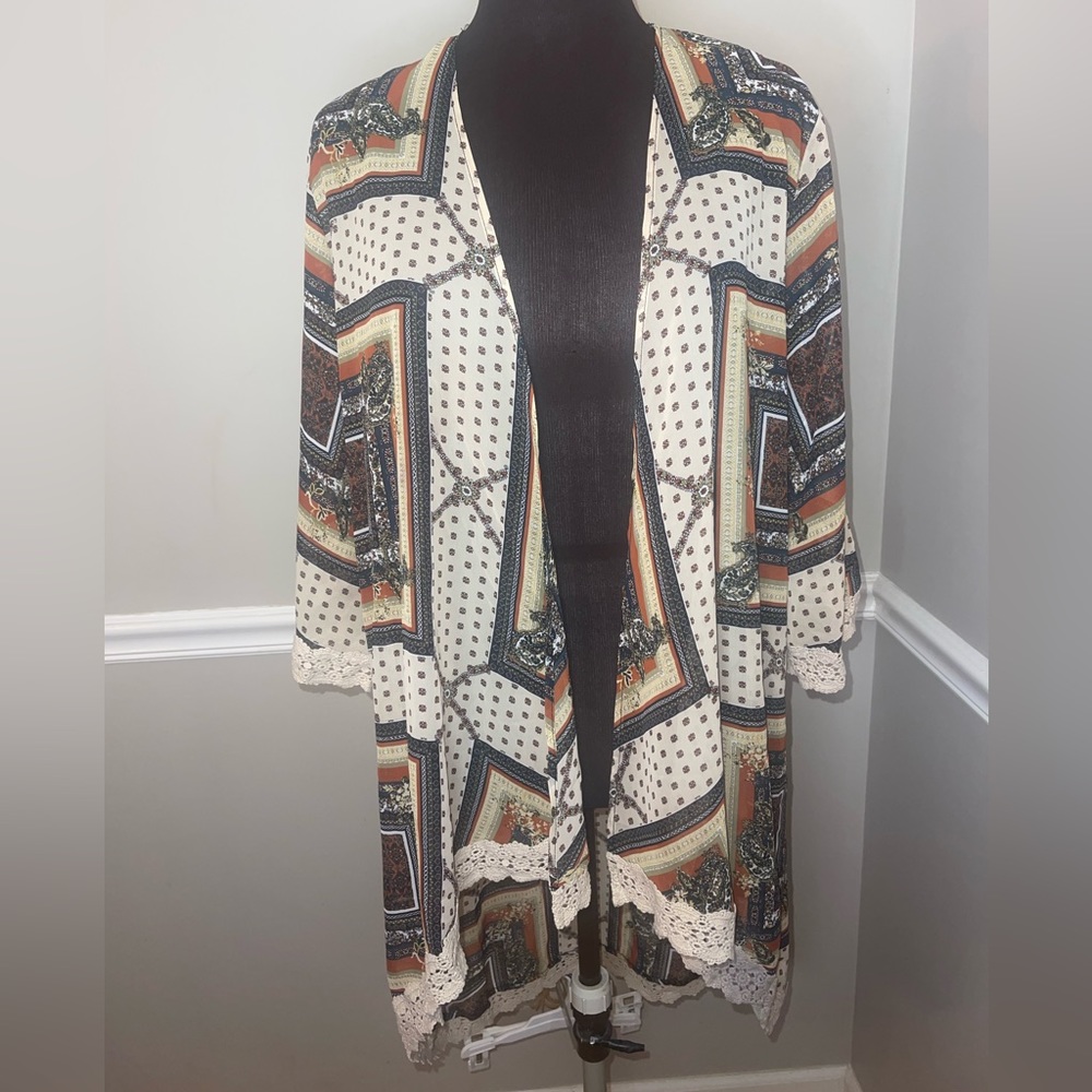 G Collection Open Cardigan Wrap‎ sz L womens crotched lace